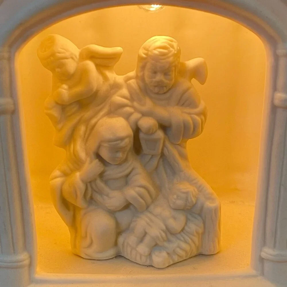 Vtg Nativity Diorama Lighted Christmas Plug In Jesus Mary Joseph‎ Angel 6.5